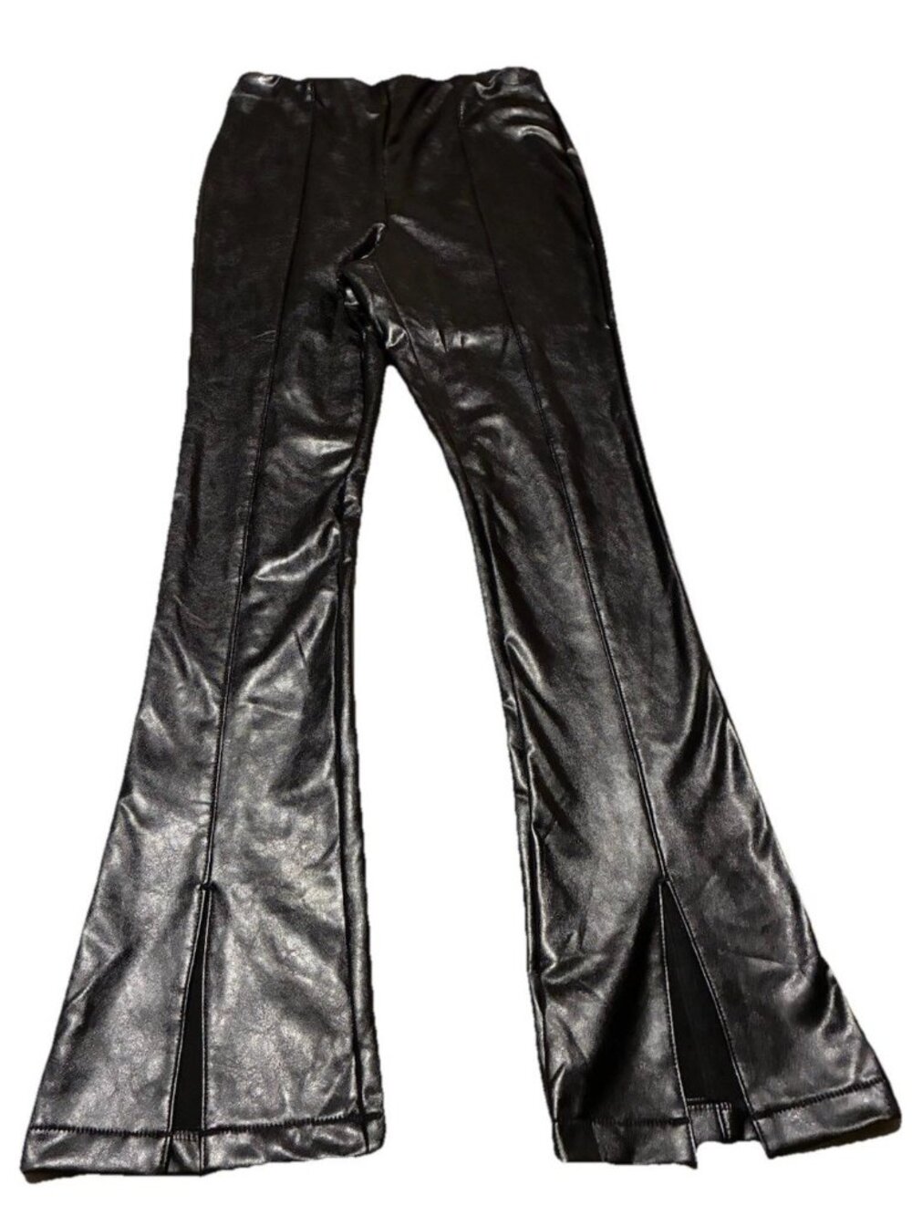 AFRM Black Faux Leather Pants Womens Medium M Zip Front Ankle Zipper Flare Leg